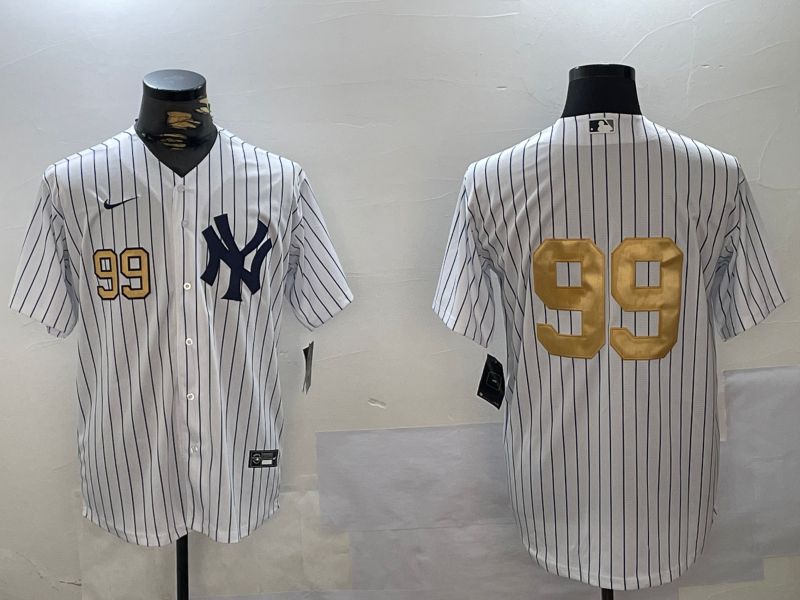 Men New York Yankees #99 Judge White Stripe Fashion Nike 2024 MLB Jersey style 10->new york yankees->MLB Jersey